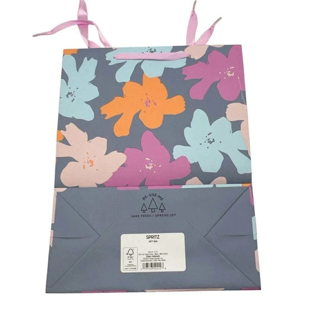 Spritz Gift Bags Floral Flowers Pattern Party Favor Goodie‎ Bags (8) Count 10x12